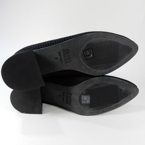 EILEEN FISHER Honey Stretch Knit Socks Booties Size 5 Black Block Heel NEW $235 - Picture 8 of 11